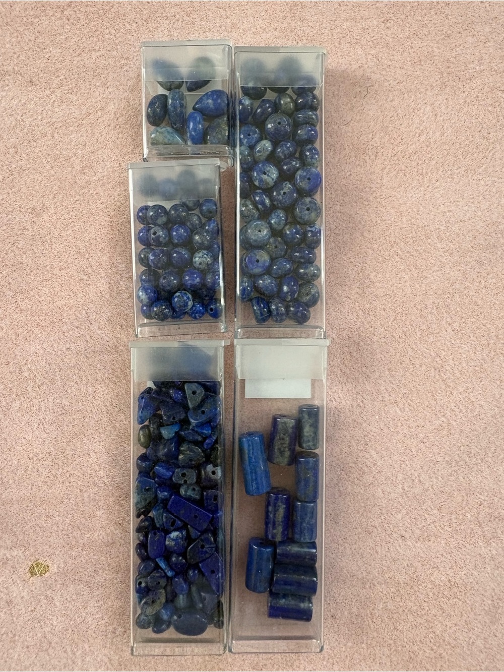 "Lapis Lazuli" Double Gemstone Beads of the month Club lot of 5 tube beads
